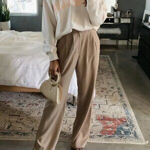 Reformation Tan Wide Leg Pants